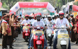 Wow, Kirab Obor Asian Games 2018 Dikawal Ratusan Vespa
