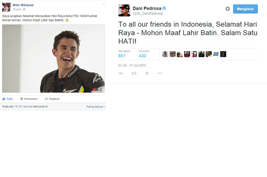 Duo Pembalap Repsol Honda Ucapkan Selamat Hari Raya Idul Fitri