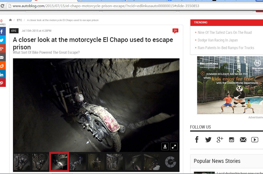 Pelarian El Chapo Dari Penjara Gunakan Motor Honda