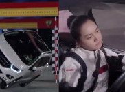 Keren! Gadis Cantik Ini Ikuti 'Impossible Challenge' dengan Menyetir Mobil SUV Secara Miring