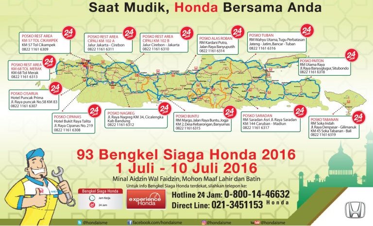 Honda Siagakan 93 Bengkel Untuk Konsumen di Jalur Mudik Lebaran