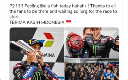 Usai Balap, Fabio Quartararo Sampaikan Ucapan Terima Kasih Kepada Indonesia