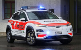 Hyundai Kona Listrik Menjadi Mobil Patroli Kepolisian Swiss