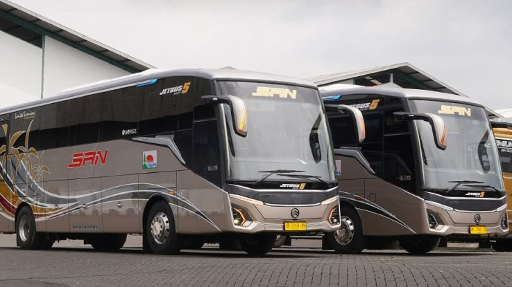 Dua Bus Baru PO SAN Gunakan Sasis Golden Dragon dan Bodi Jetbus 5 MHD