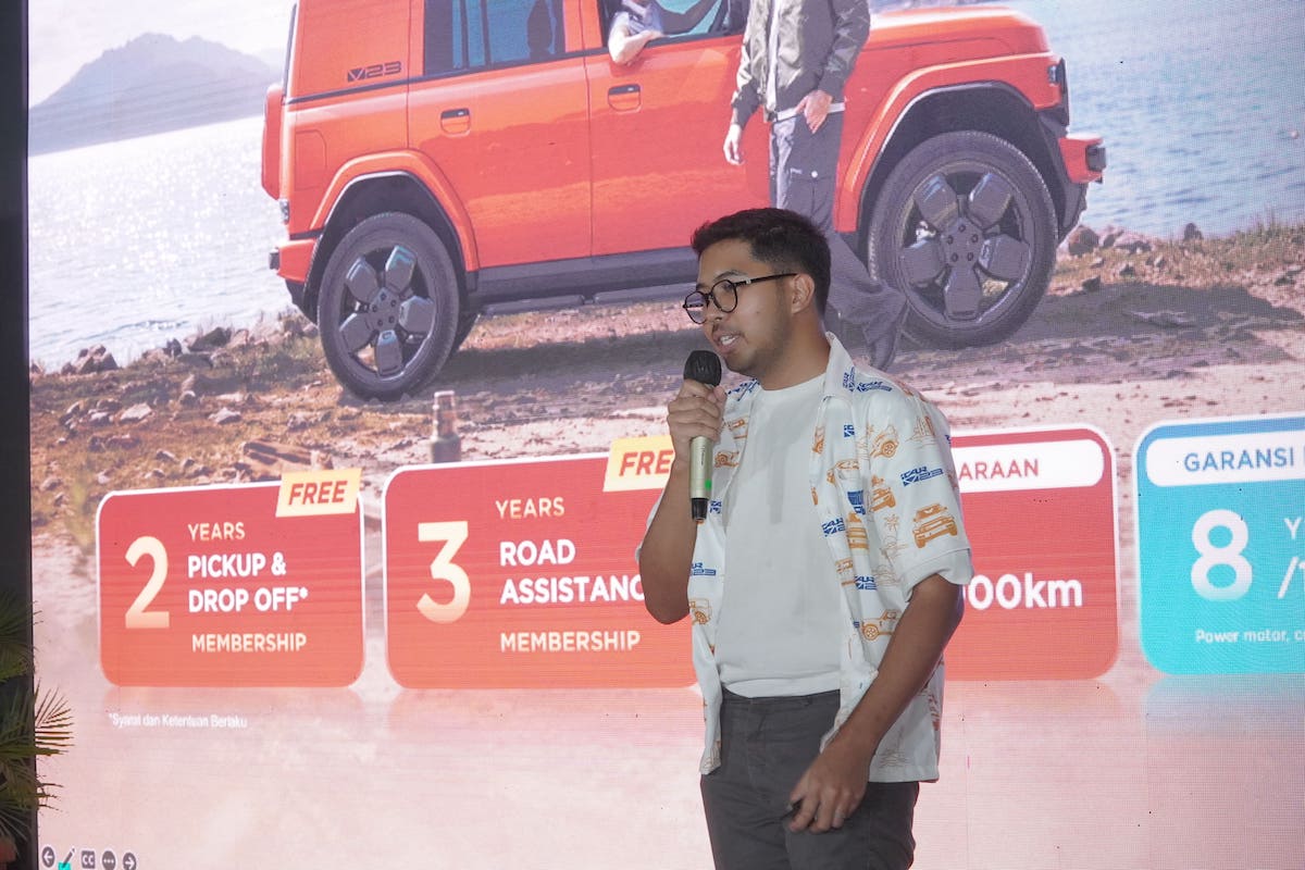 Bio Pratama, Service Operation Manager iCAR Indonesia, menjelaskan komitmen iCAR dalam menghadirkan layanan purnajual yang mendukung kenyamanan dan kemudahan kepemilikan iCAR V23