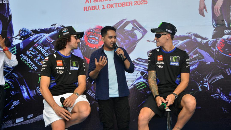 Jelang MotoGP Mandalika, Fabio Quartararo dan Alex Rins Bikin Heboh Sekolah di Mataram
