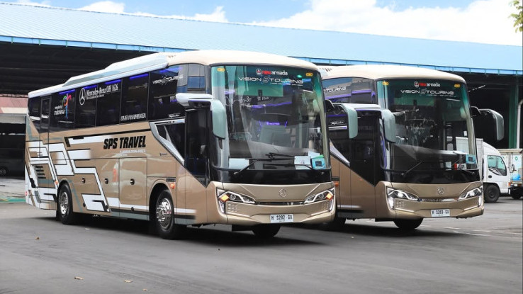 Bus Baru PO SPS Travel Meluncur dari Karoseri New Armada, Pakai Bodi Skylander R22 FL Vision 8 Touring