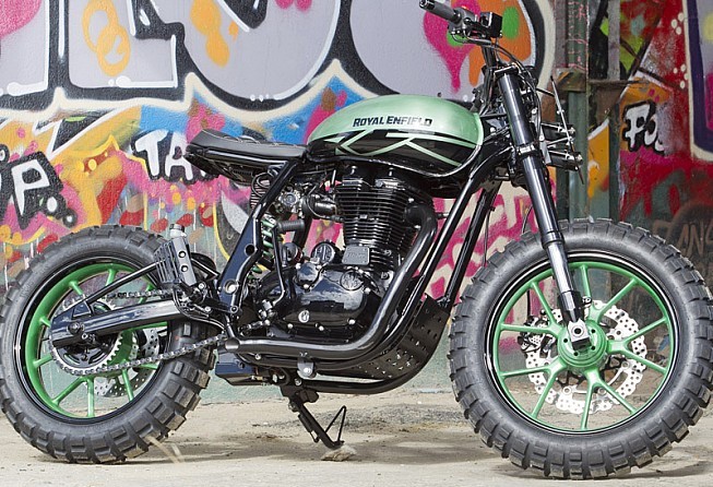 Modifikasi Royal Enfield Classic 500 Green Fly Edition Bergaya Offroad