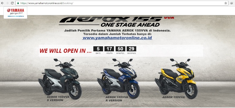 Langkah-Langkah Ikuti Inden Terbatas Yamaha Aerox 155 VVA