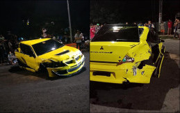 Waduh, Mitsubishi Evolution Kecelakaan Saat Balap Liar di Palembang