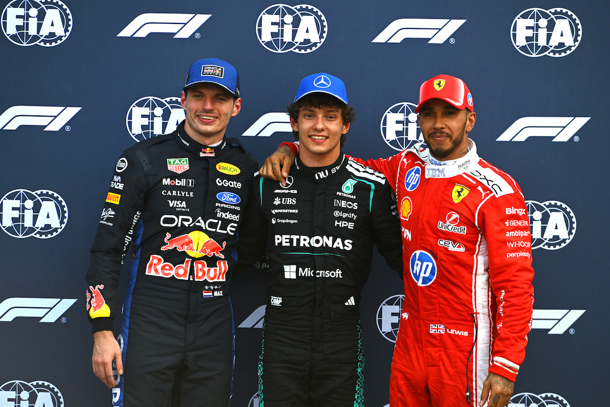 Max Verstappen, Kimi Antonelli, dan Lewis Hamilton