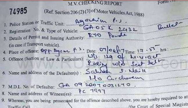 Aneh, Pengendara Motor Ini Ditilang karena Tak Pakai Sabuk Pengaman