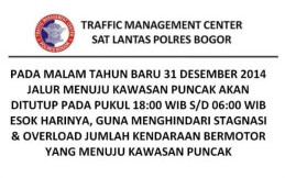 Malam Tahun Baru Dirlantas Polres Bogor Akan Menutup Jalur Puncak